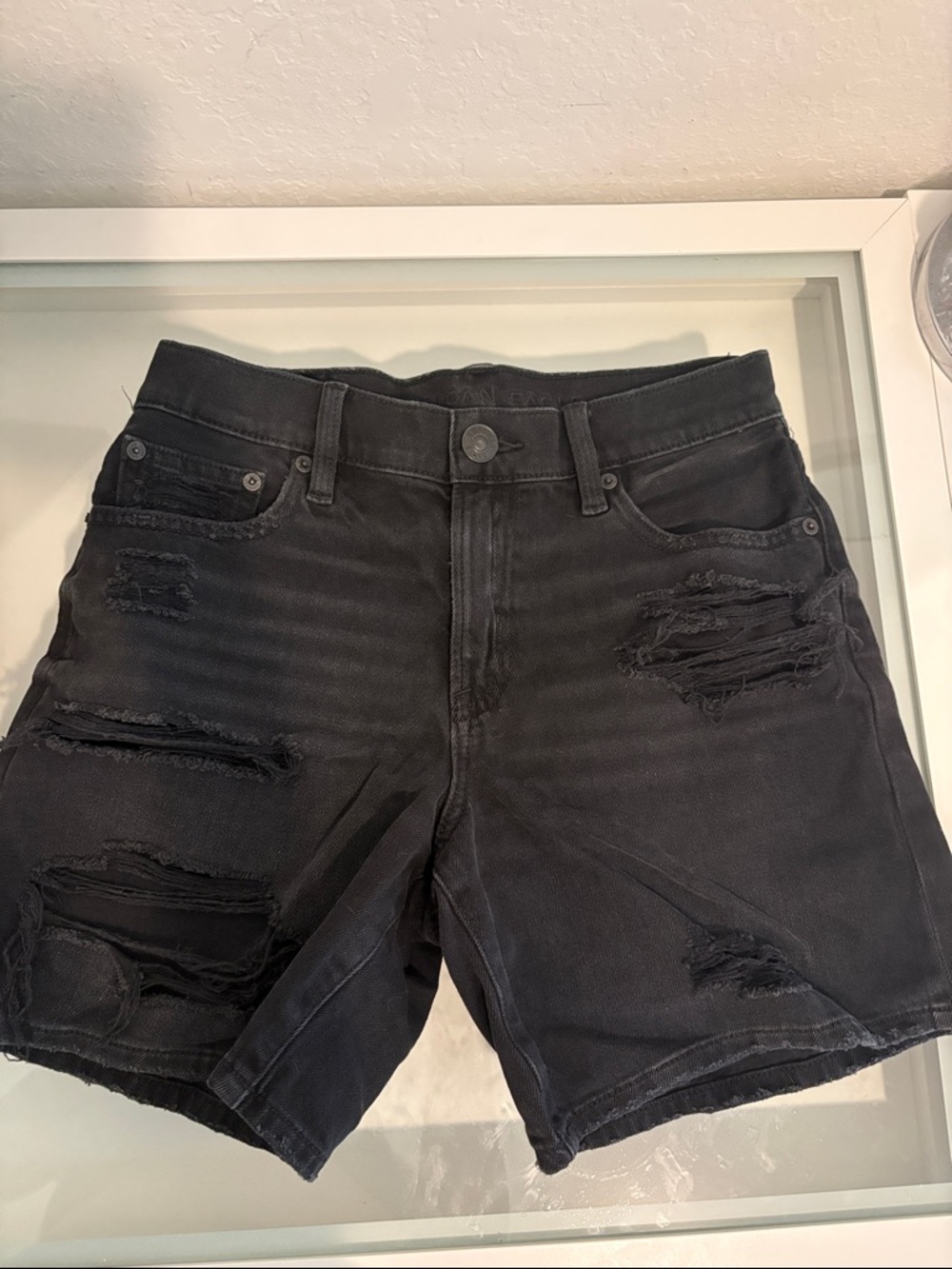American Eagle Outfitters Black Distressed Women’s Denim Shorts